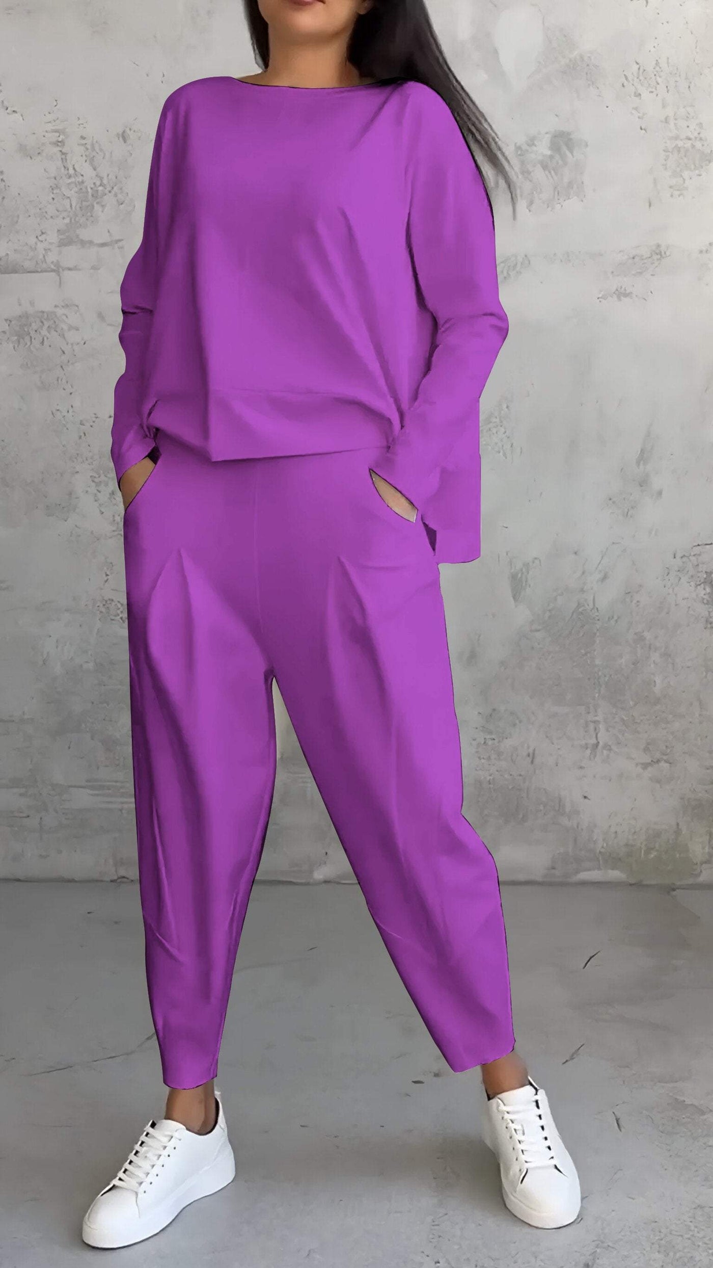 Ensemble Lounge Femme – Coupe Ample – Maille Douce – Pantalon Jambe Droite