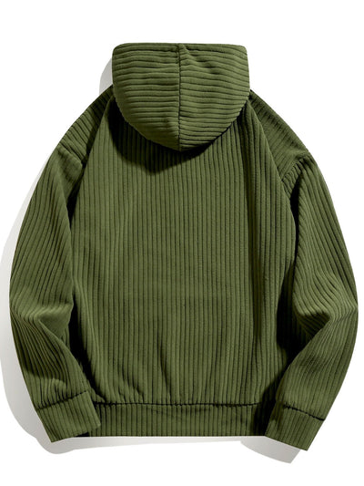 Sweat à capuche en velours côtelé coupe décontractée