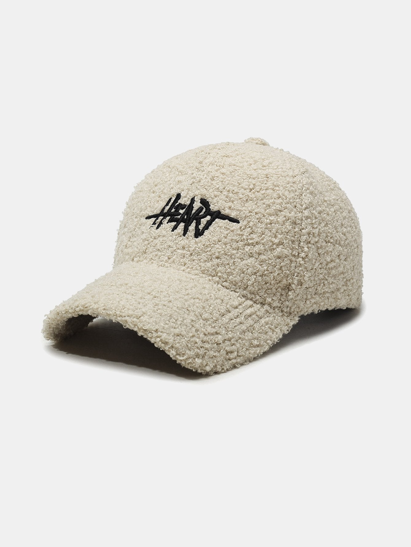 Casquette de baseball en peluche avec broderie cœur