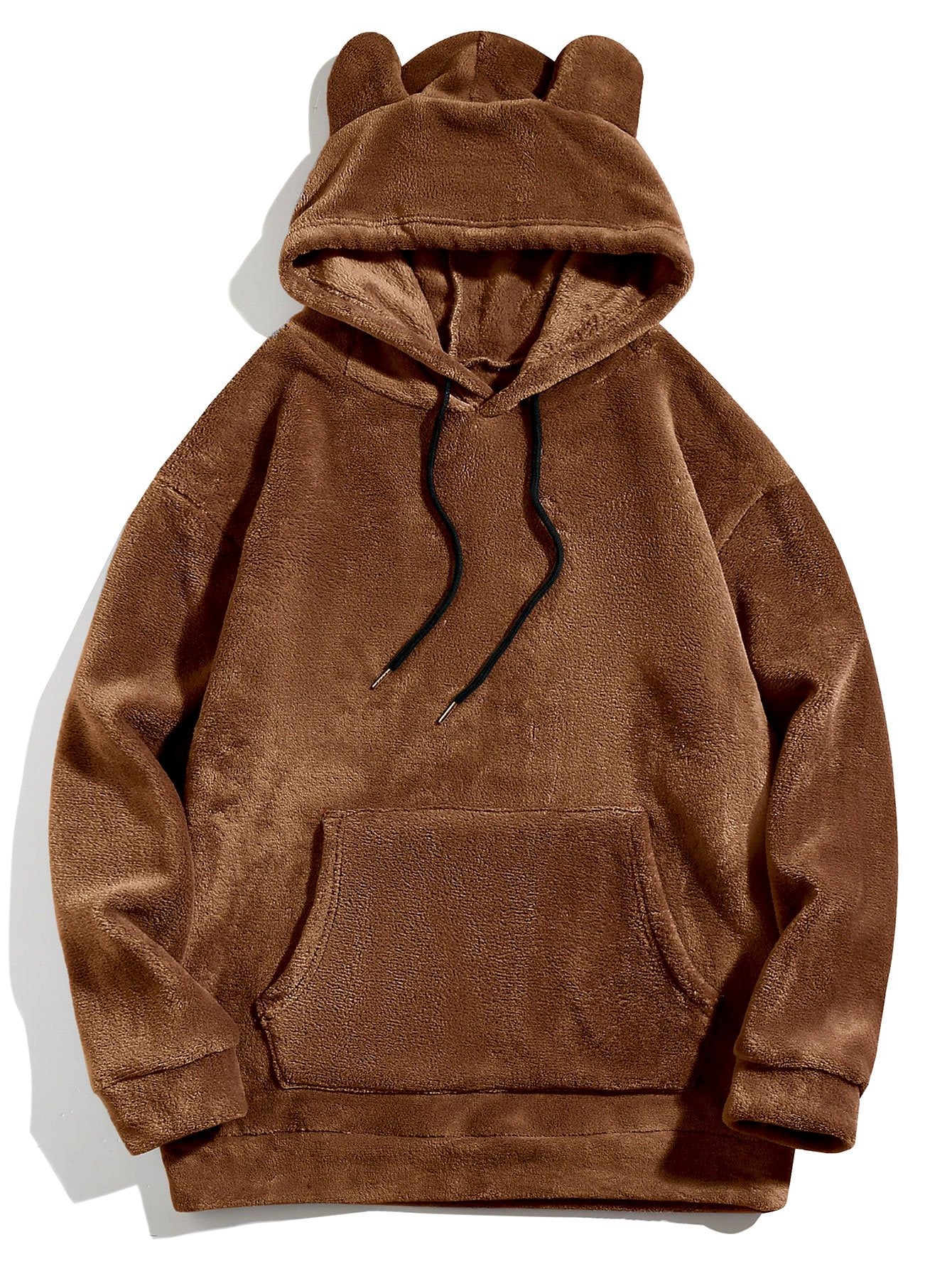 Sweat à capuche en polaire Teddy coupe décontractée avec oreilles