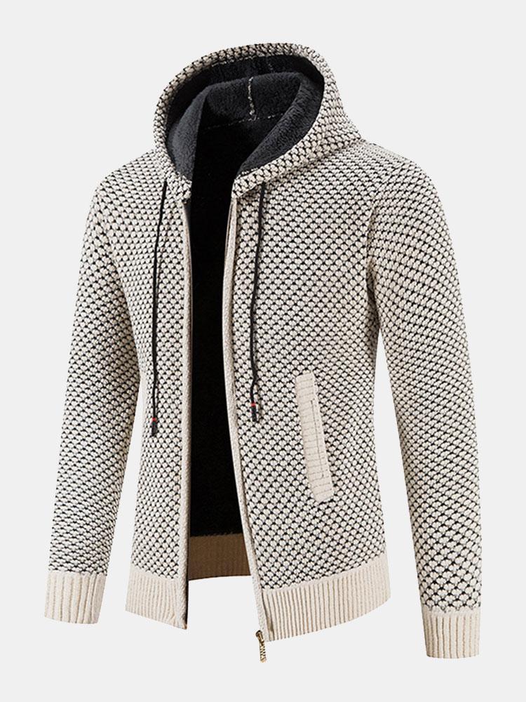 Pull à capuche texturé doublé en peluche