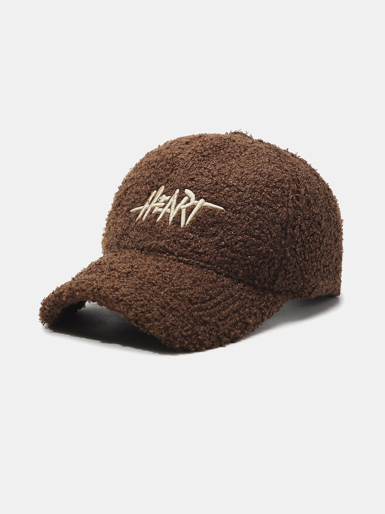 Casquette de baseball en peluche avec broderie cœur