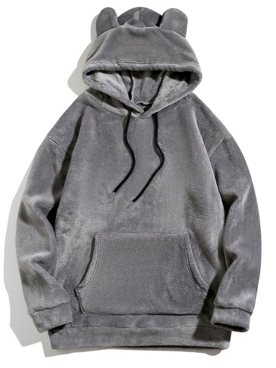 Sweat à capuche en polaire Teddy coupe décontractée avec oreilles