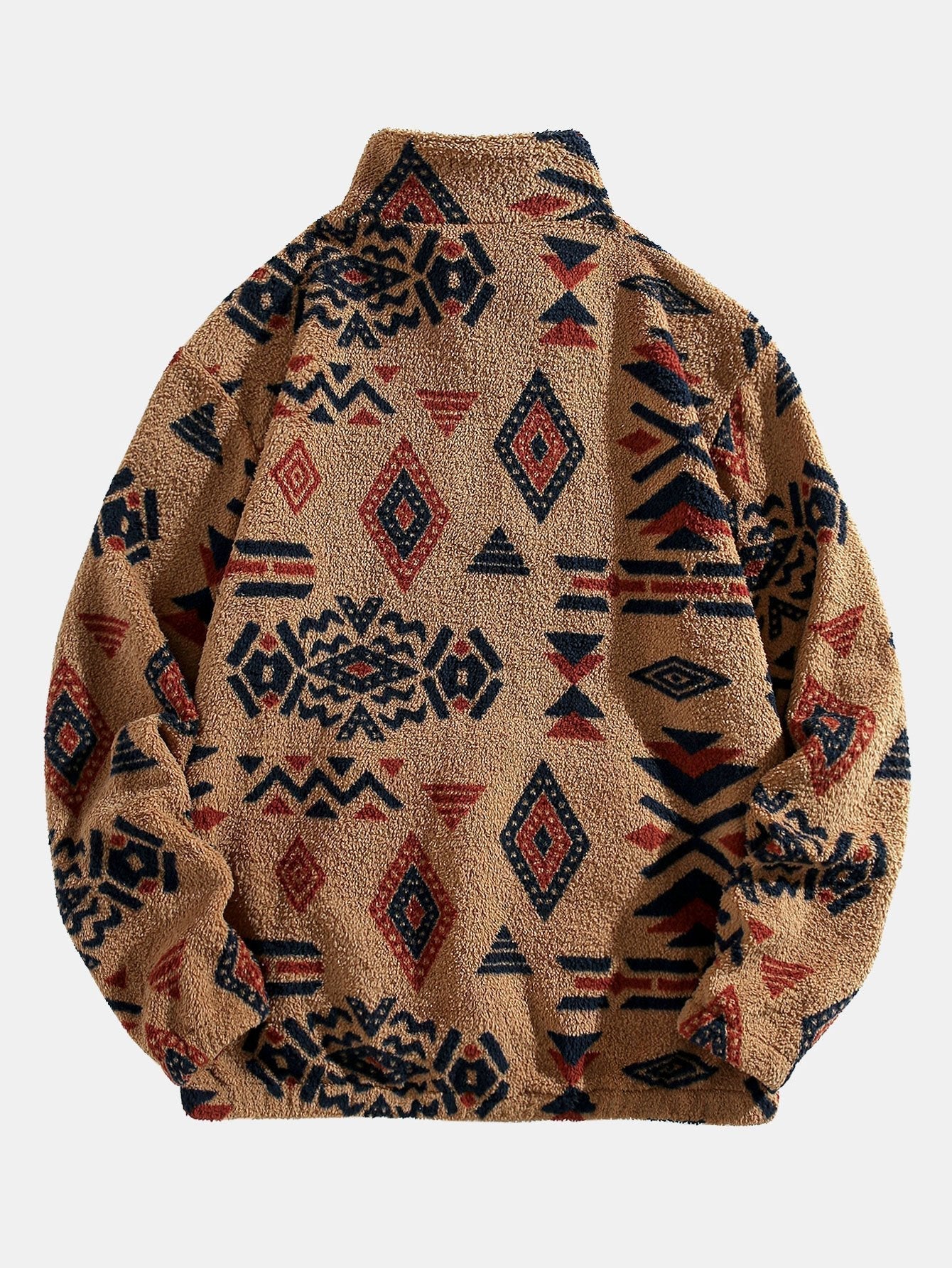 Sweat-shirt Teddy à imprimé aztèque et fermeture éclair quart de tour