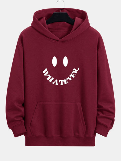 Sweat à capuche décontracté avec slogan imprimé smiley