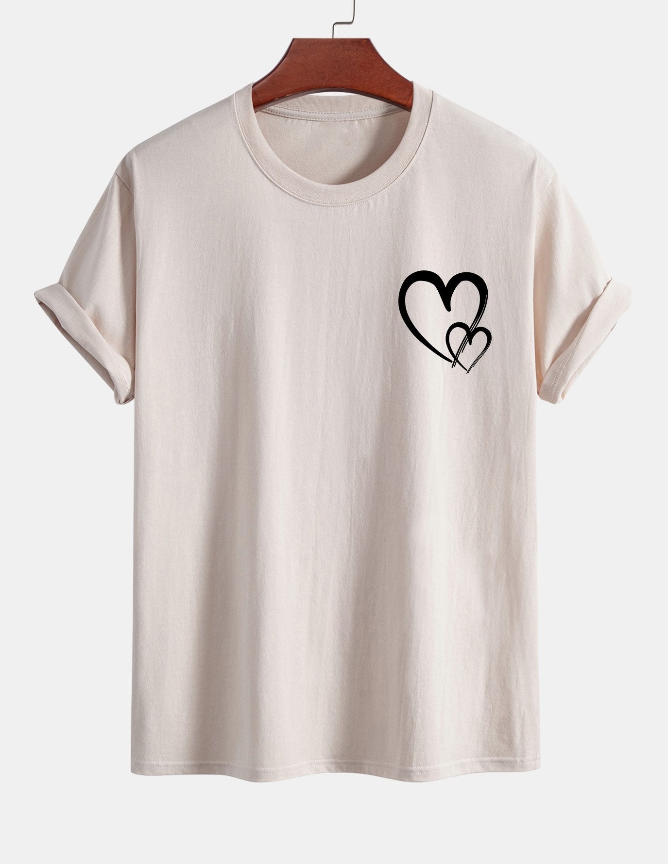 T-shirt en coton à imprimé cœur coupe classique