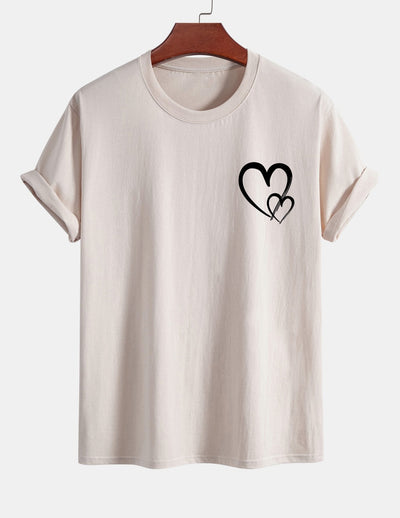 T-shirt en coton à imprimé cœur coupe classique