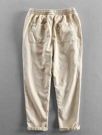 Short Décontracté en Lin et Coton Mélangés