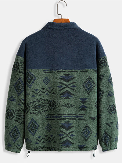 Manteau polaire Teddy à imprimé patchwork aztèque