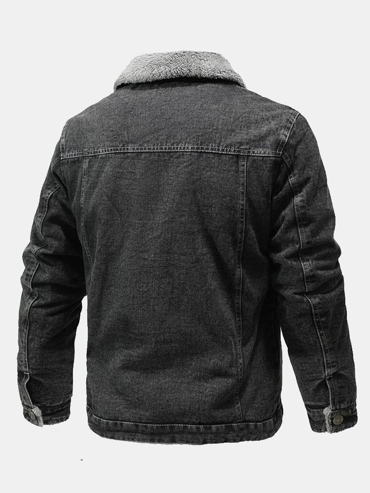 Veste en jean délavée doublée en peluche