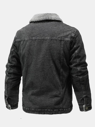 Veste en jean délavée doublée en peluche