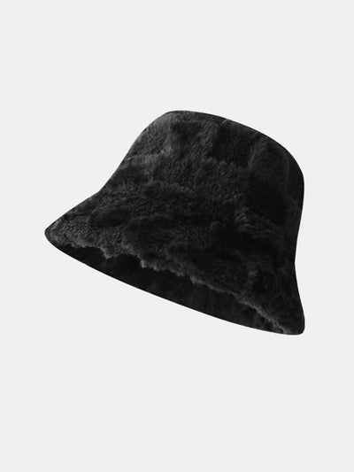 Chapeau bob chaud en fausse fourrure à carreaux