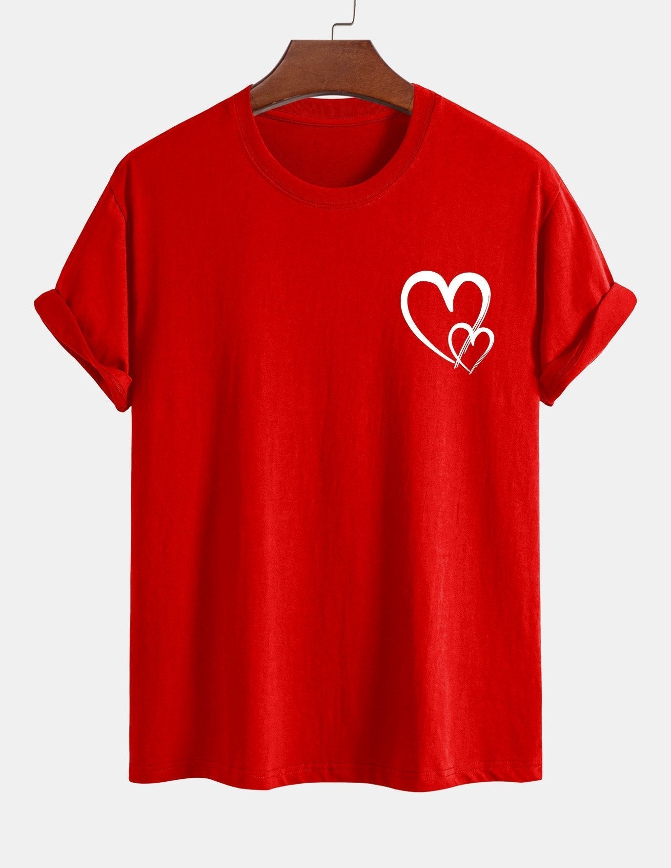 T-shirt en coton à imprimé cœur coupe classique