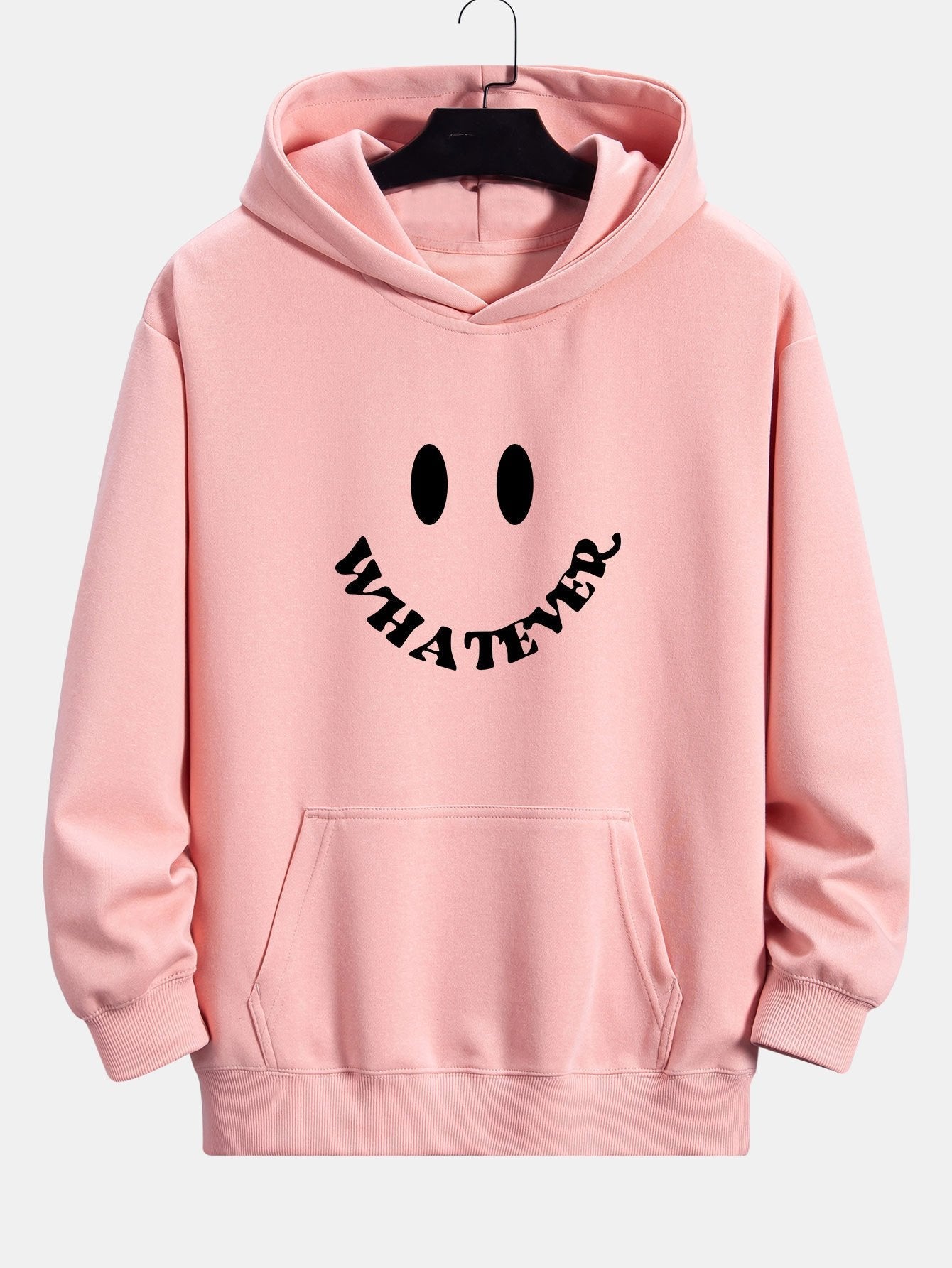 Sweat à capuche décontracté avec slogan imprimé smiley