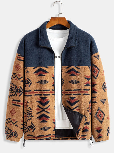 Manteau polaire Teddy à imprimé patchwork aztèque