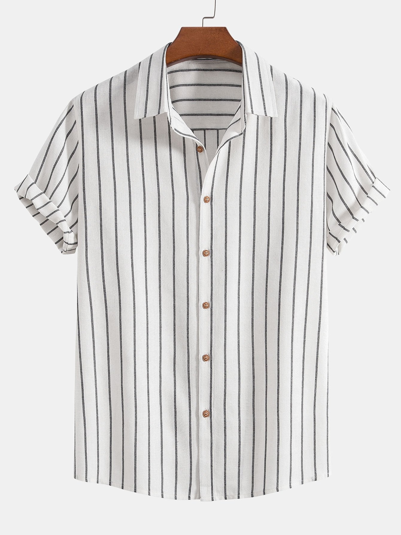 Chemise Rayée en Coton Mélangé à Boutons