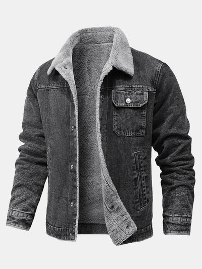 Veste en jean délavée doublée en peluche
