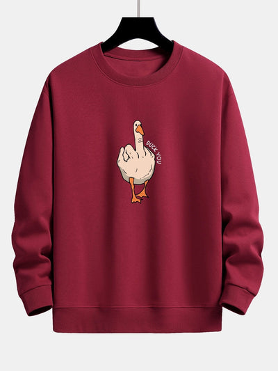 Sweat-shirt décontracté à imprimé oie et slogan