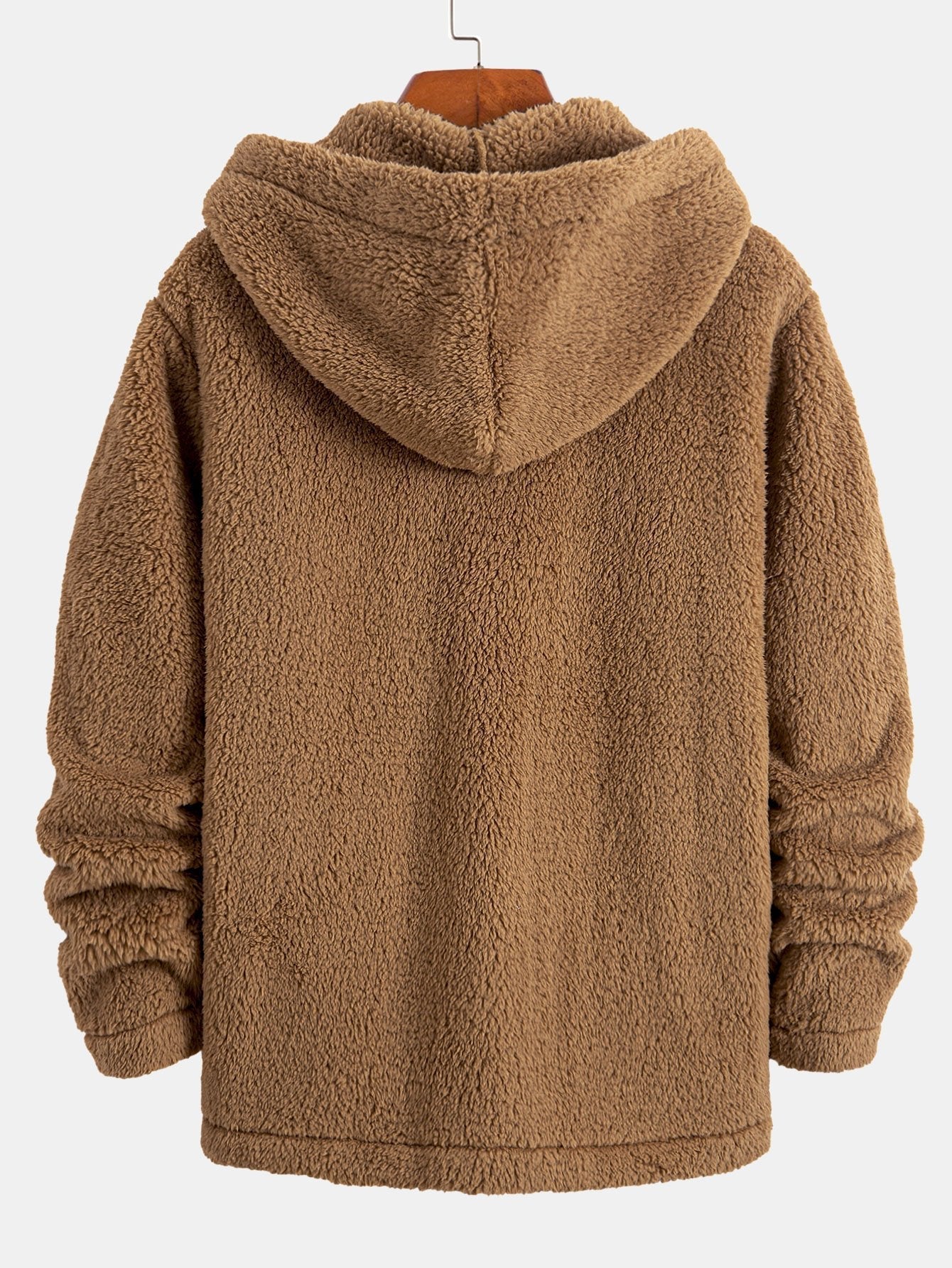 Manteau à capuche boutonné en polaire Teddy