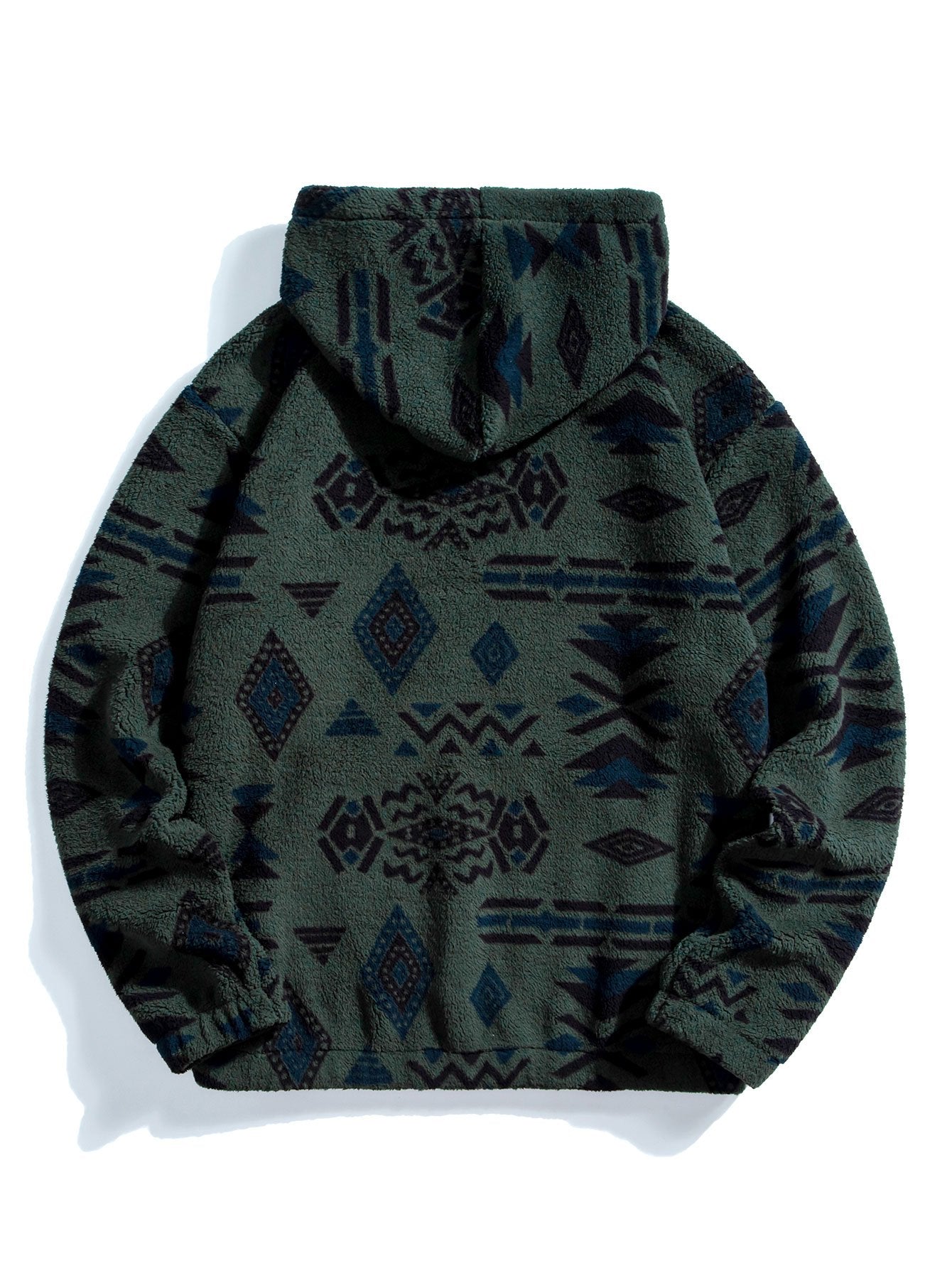 Sweat à capuche en peluche à imprimé aztèque et pantalon de jogging cargo en velours côtelé à cordon de serrage