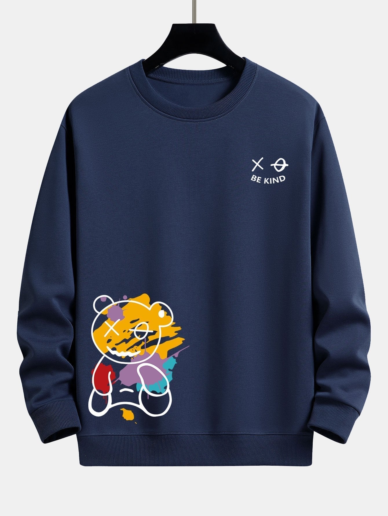 Sweat-shirt décontracté à imprimé ours graffiti