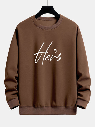 Sweat-shirt décontracté à imprimé couple Hers