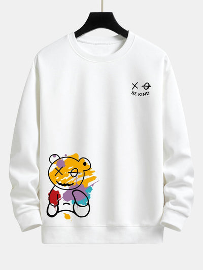 Sweat-shirt décontracté à imprimé ours graffiti