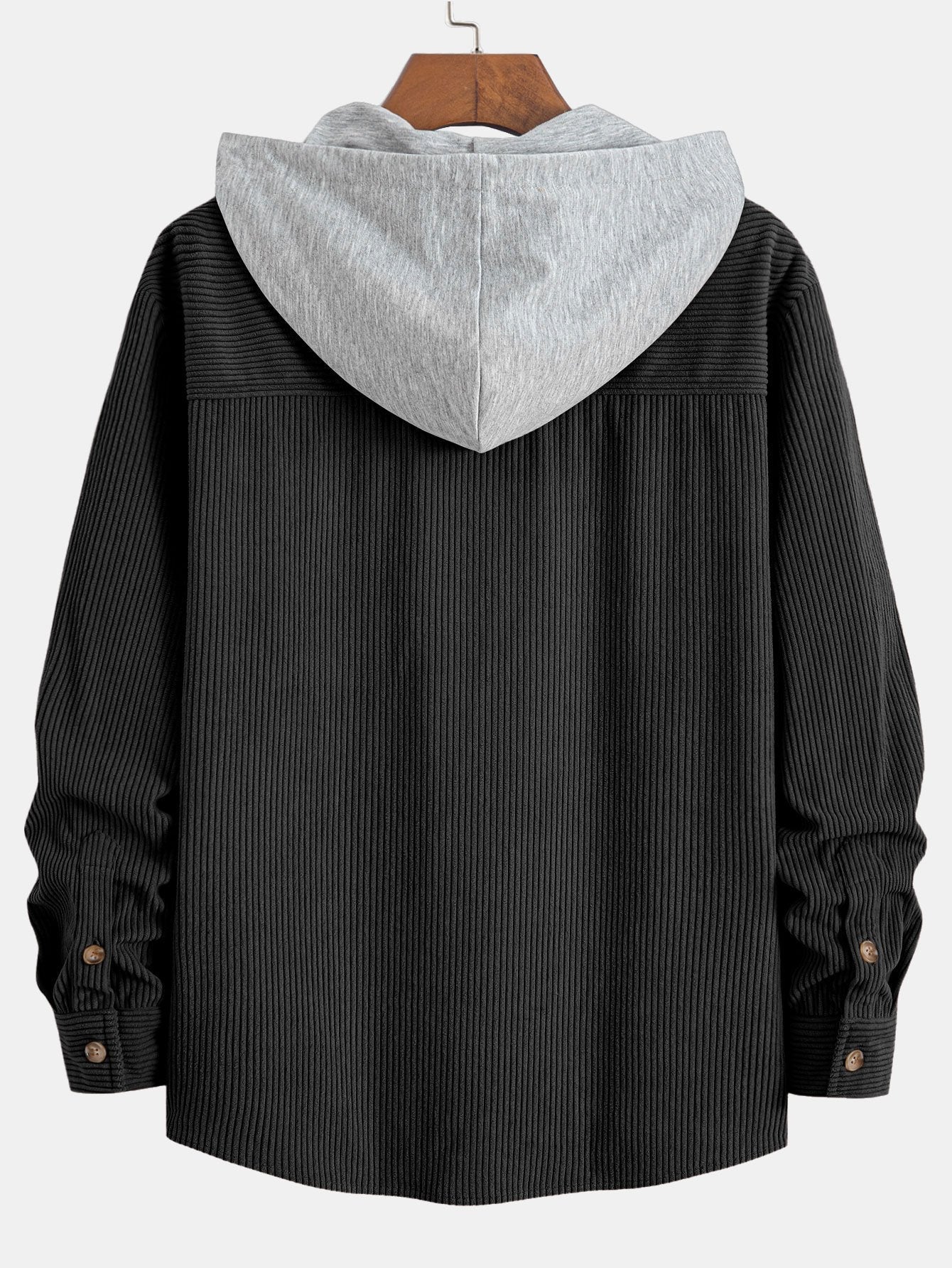 Chemise à capuche en velours côtelé contrasté