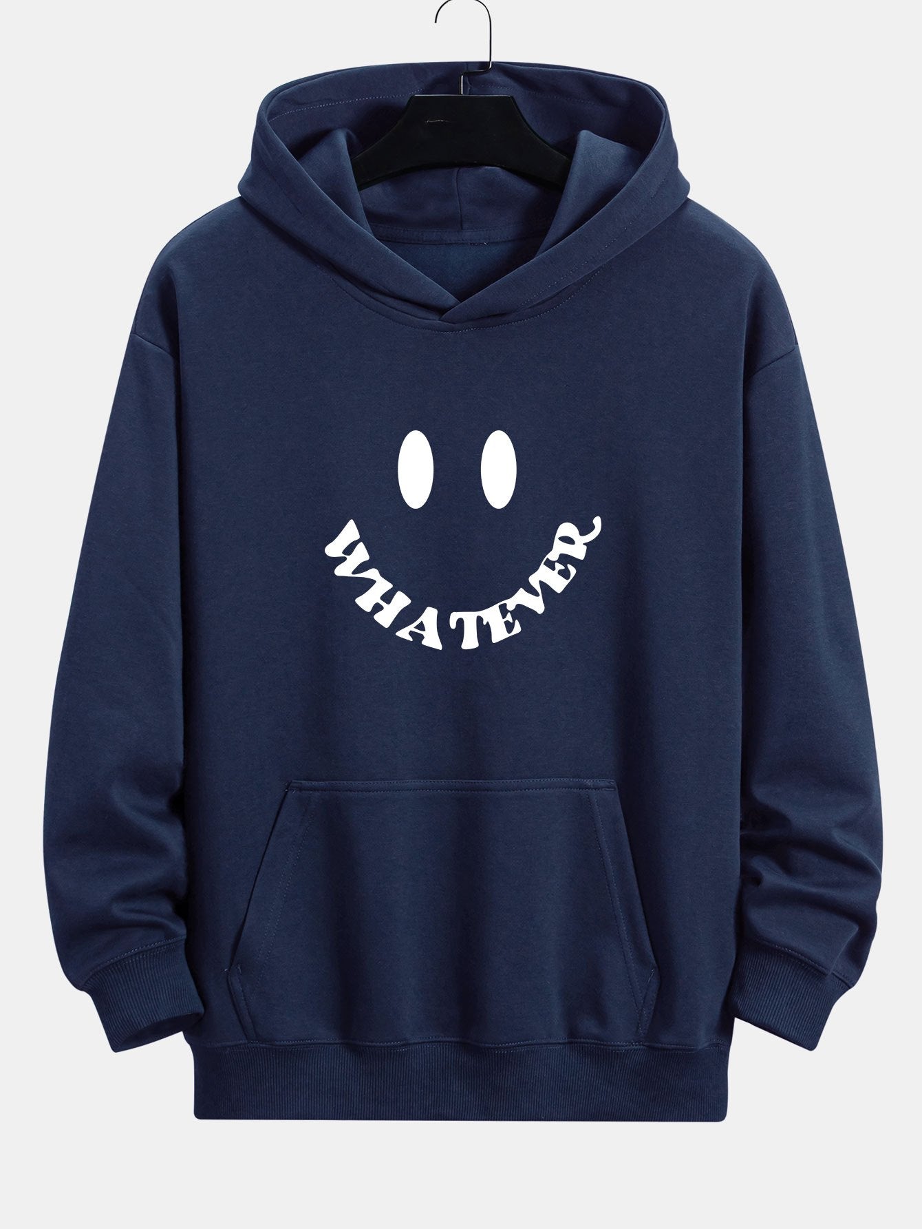Sweat à capuche décontracté avec slogan imprimé smiley