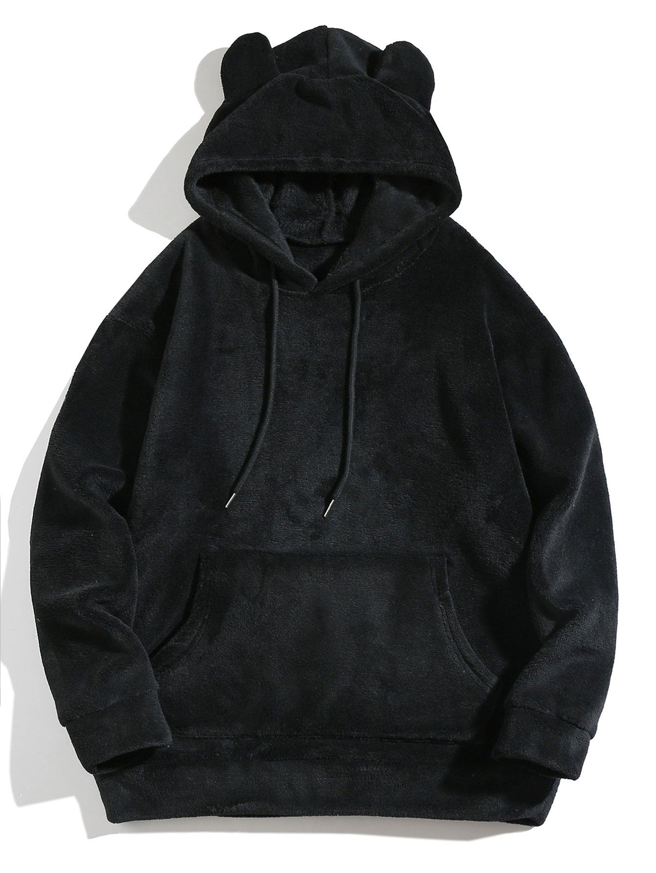 Sweat à capuche en polaire Teddy coupe décontractée avec oreilles
