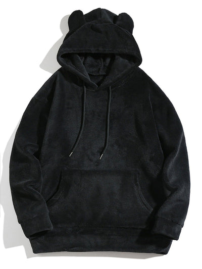 Sweat à capuche en polaire Teddy coupe décontractée avec oreilles