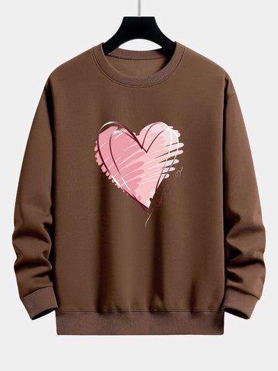 Sweat-shirt décontracté à imprimé cœur Doodle