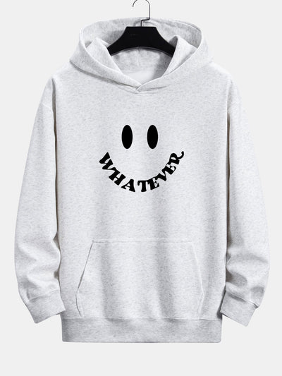 Sweat à capuche décontracté avec slogan imprimé smiley