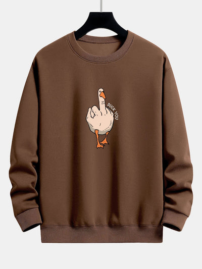 Sweat-shirt décontracté à imprimé oie et slogan
