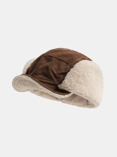 Casquette de baseball rétro en velours côtelé avec oreillettes