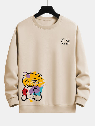 Sweat-shirt décontracté à imprimé ours graffiti
