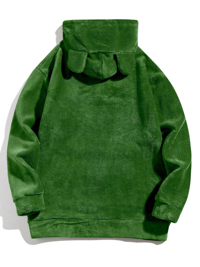Sweat à capuche en polaire Teddy coupe décontractée avec oreilles