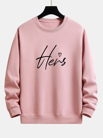 Sweat-shirt décontracté à imprimé couple Hers