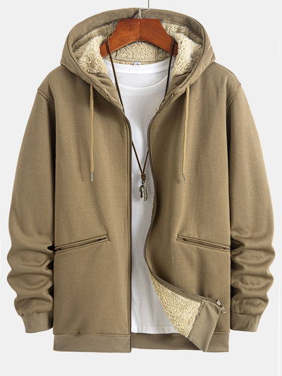 Sweat à capuche zippé doublé en peluche