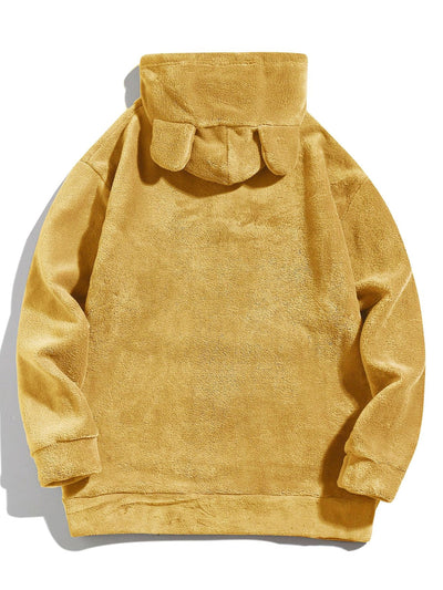 Sweat à capuche en polaire Teddy coupe décontractée avec oreilles