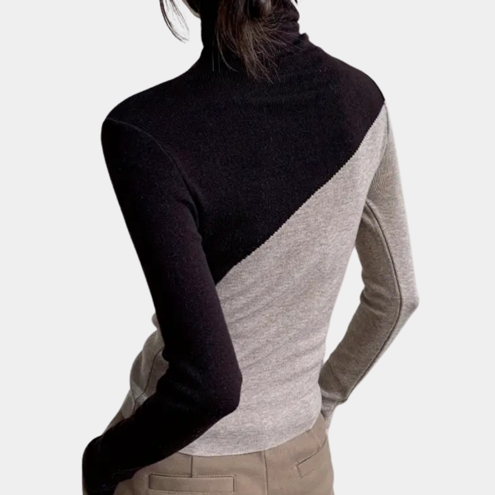 SENIA - Pull élégant en tricot à col montant pour femmes
