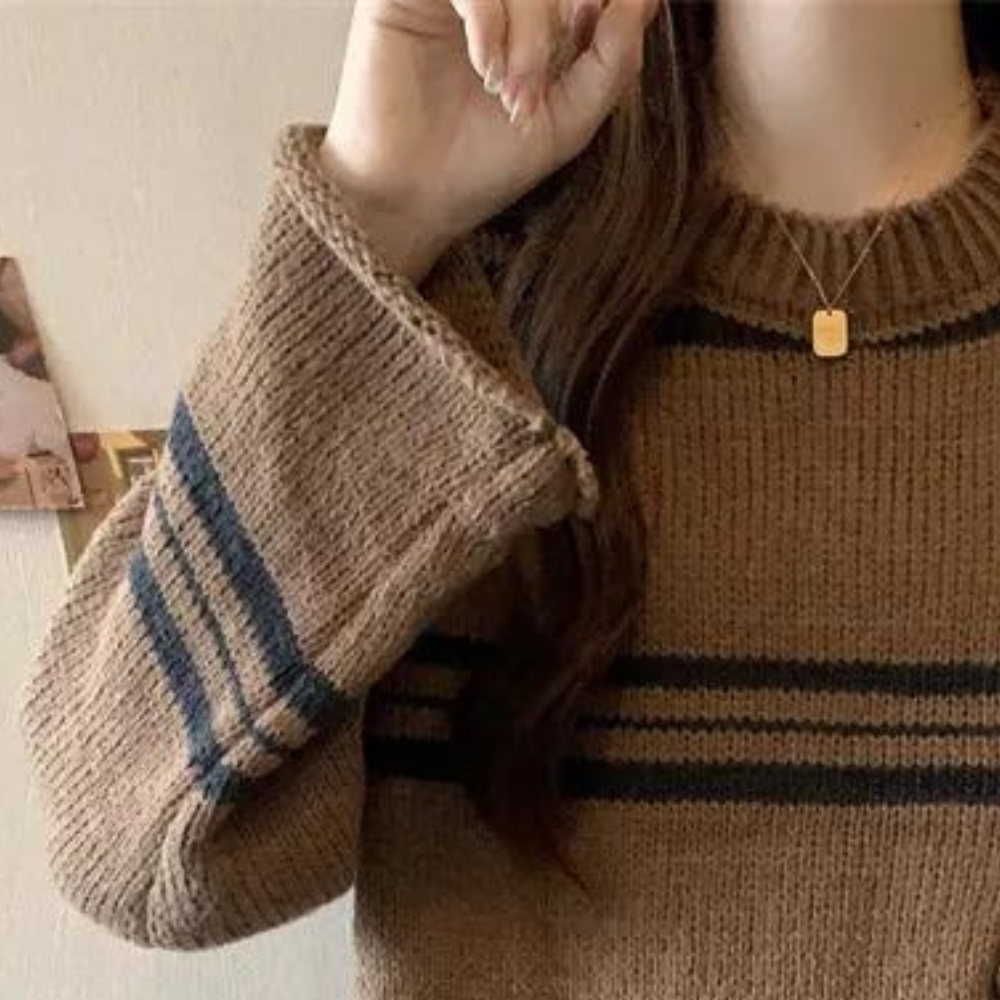 KATHLEEN - Pull Rayé Ample Chaud pour Femme