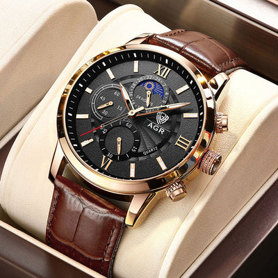 Montre Quartz de Luxe avec Bracelet en Cuir
