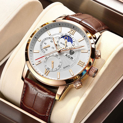 Montre Quartz de Luxe avec Bracelet en Cuir