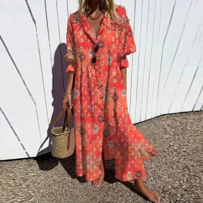 Robe Chemise Fleurie | Mélange de Lin | Élégance d’Été