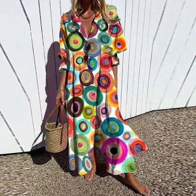 Robe Chemise Fleurie | Mélange de Lin | Élégance d’Été