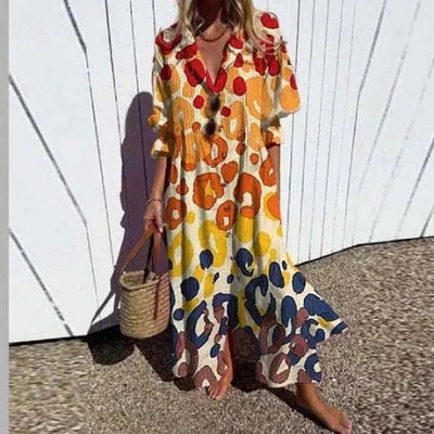 Robe Chemise Fleurie | Mélange de Lin | Élégance d’Été