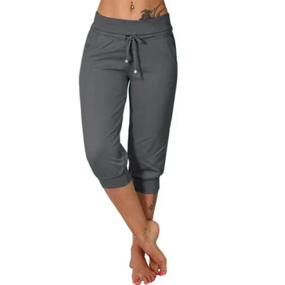 Pantalon capri femme Liora en coton‑lin – taille élastique & cordon, léger & tendance été 2025