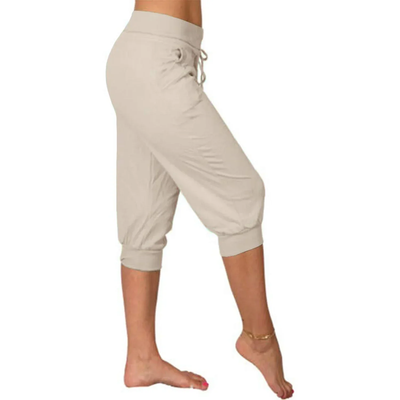 Pantalon capri femme Liora en coton‑lin – taille élastique & cordon, léger & tendance été 2025