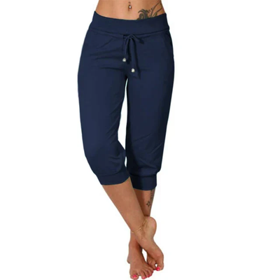 Pantalon capri femme Liora en coton‑lin – taille élastique & cordon, léger & tendance été 2025
